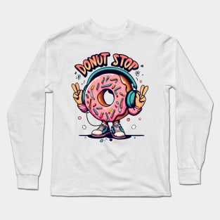 Funny Donut Stop Design Long Sleeve T-Shirt